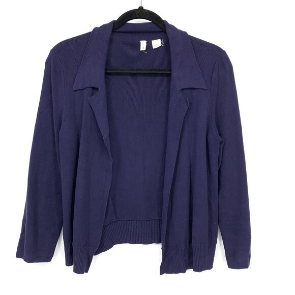 Anthropologie Moth Open Front Cropped Cardigan Sweater Womens Sz Small Navy Blue - Picture 1 of 6